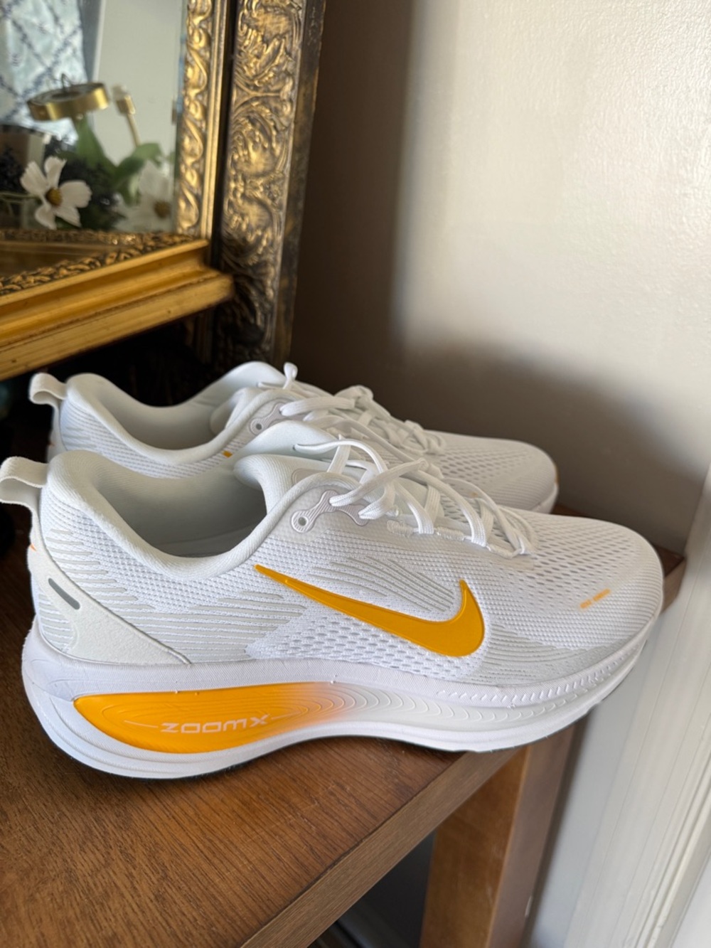 Nike White and Yellow ZoomX Mesh Running Shoes